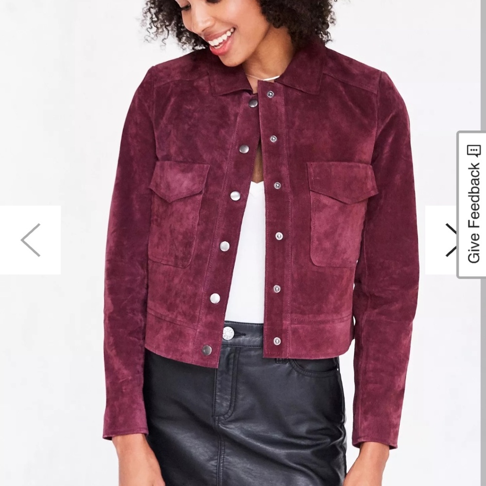 KIMCHI BLUE SHRUNKEN FAUX SUEDE TRUCKER JACKET